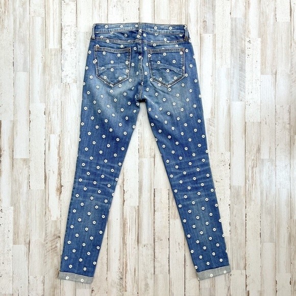 DRIFTWOOD Jackie Daisy Floral Embroidered Denim Blue Jeans Anthropologie 25 - Picture 9 of 10